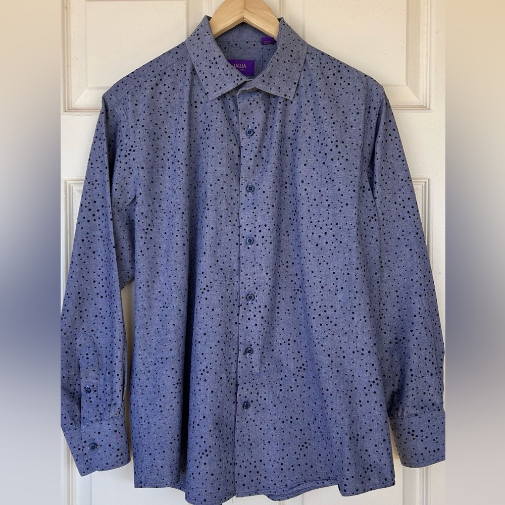 Tallia Brand Men’s Denim Look Button‎ Down Shirt Large 16.5